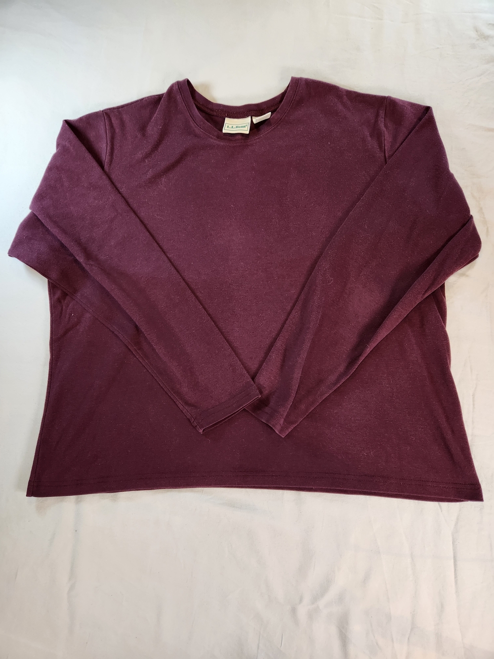 L.L. Bean Burgundy Crew Neck Knit Long Sleeve Women T-Shirt Size XL